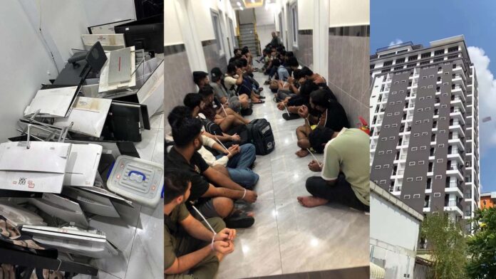 សមត្ថកិច្ច​បង្ក្រាប​​ទីតាំង​ឆបោក​តាម​អនឡាញ​នៅ​ក្រុង​ប៉ោយប៉ែត ខេត្តបន្ទាយមានជ័យ​ កាល​ពី​ថ្ងៃ​ទី២២ ខែមេសា